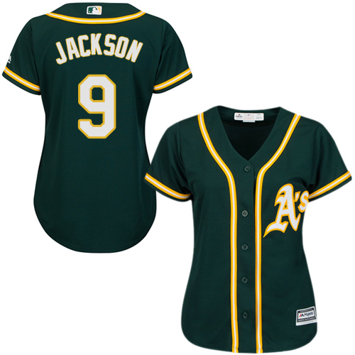 Athletics #9 Reggie Jackson Green Alternate Women's Stitched MLB Jersey